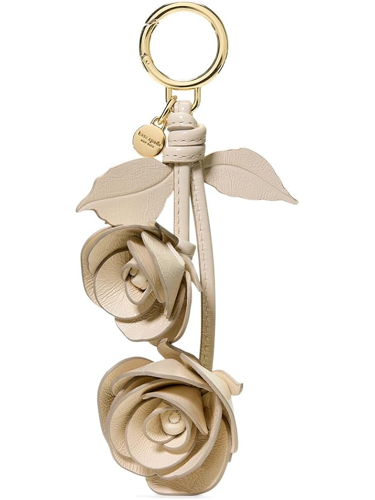 White Kate Spade New York Charmed Crinkle Patent Leather Stacked Rose Bag Charm