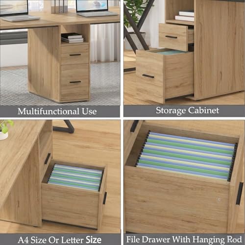 Image of TEKAVO Dezian Two Person Desk, Computer Table for Two | Office Table for Home | Desk Workstation, Desktop Pc, 2 Drawer & 1 Shelf | Brown Wood | (240 Cm X 60 Cm X 75 Cm) - DIY