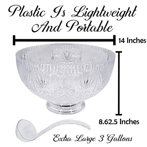 Upper Midland Products Crystal Cut Plastic Punch Bowl With Ladle 3