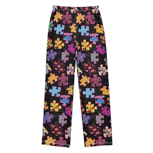 ZZKKO Bright Puzzles Boys Pants for Kids Jogger Pants with Pockets S-XL