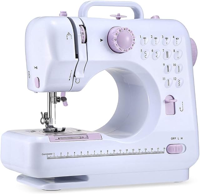 Mini Sewing Machine Portable Household Sewing Machine with 12 Stitch Patterns 2 Speed with UK Plug