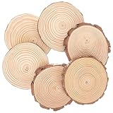 TOPPERFUN クラフトラウンドウッドスライス 天然未完成木製スライス 円形 6個 男の子と女の子用 装飾オーナメント ホームデコレーションアイテム