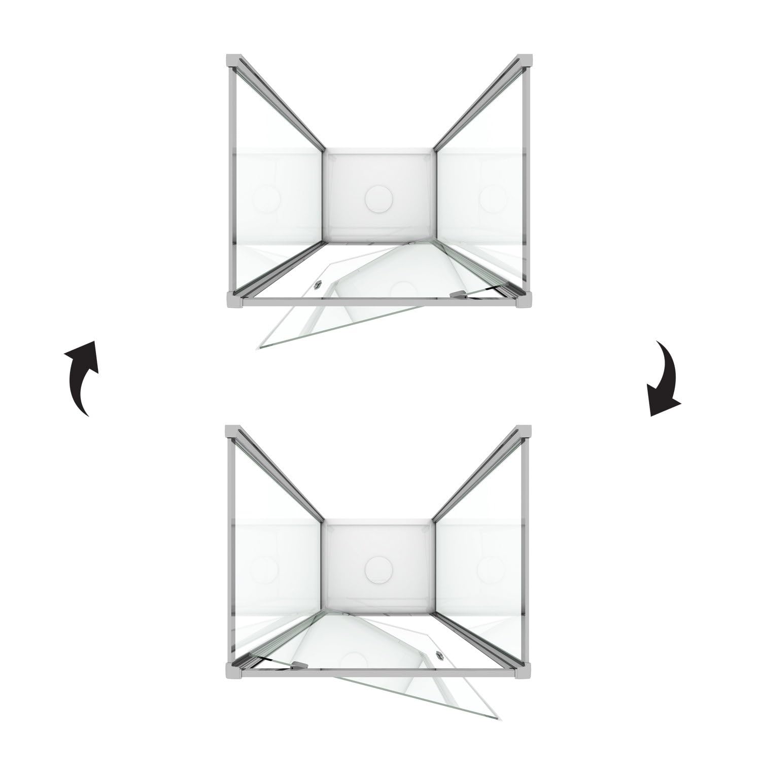 Cabine douche 3 côtés 90x100x90 CM H198 Opaque mod. Cristal Trio 1 Porte
