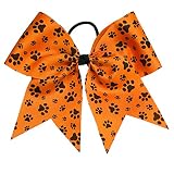 Paw Print Hair Bow | Paw Mascot Cheer Bow (Orange, Black)