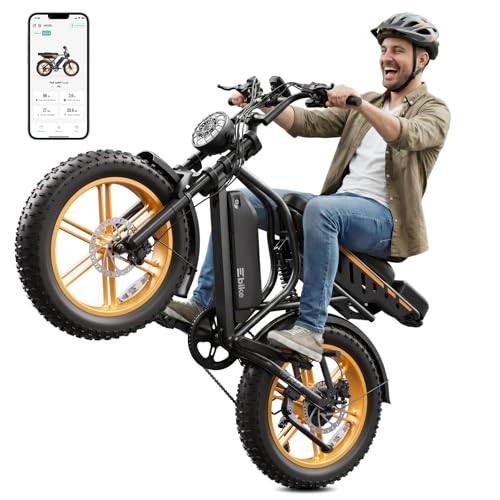 Image of Electric Bike for Adults, Peak 1500W Motor Retro E Bike, Range 65 /120Miles, 48V 15Ah Removable Battery, 20 inchx4 inch Fat Tires, Full Suspension, APP Control, Off-Road Ebike for City Commuting