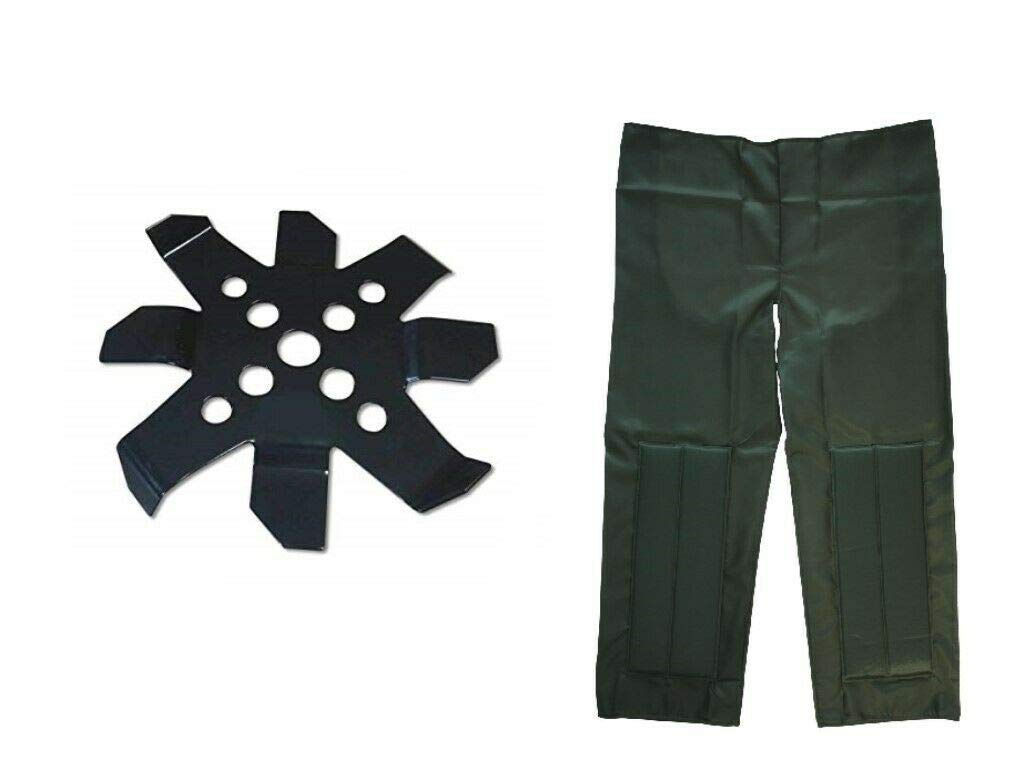 DISCO LAMA IN ACCIAIO PER DECESPUGLIATORE + COPRIPANTALONE UNIVERSALE IN NYLON VERDE