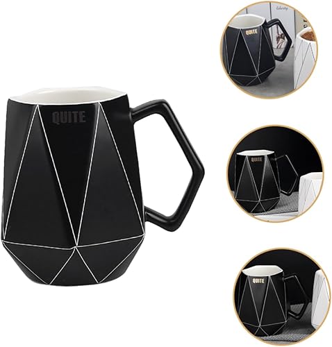 Miniatura 9 de Mug Tea Cups with Lid Coffee Cups with Lids Ceramic Coffee Cup Porcelain Tea Cup Geometric Ceramic Cup Geometric Line Ceramic Cup Enamel Milk Cup