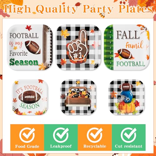 G1Ngtar G1-FALL FOOTBALL TABLEWARE 96P 96Pcs Fall Football Party Plates Supplies thumb #2