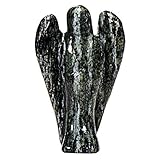 Der Engel wurde handgefertigt Morella Edelstein grüner Zebra Jaspis Engel Glücksbringer Schutzengel zum Mitnehmen 3,5 cm in Samtbeutel