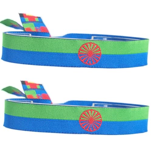 GOS Best Supplies 2 Pulseras De Tela Colores de la Bandera Gitana Para Hombre Mujer Unisex