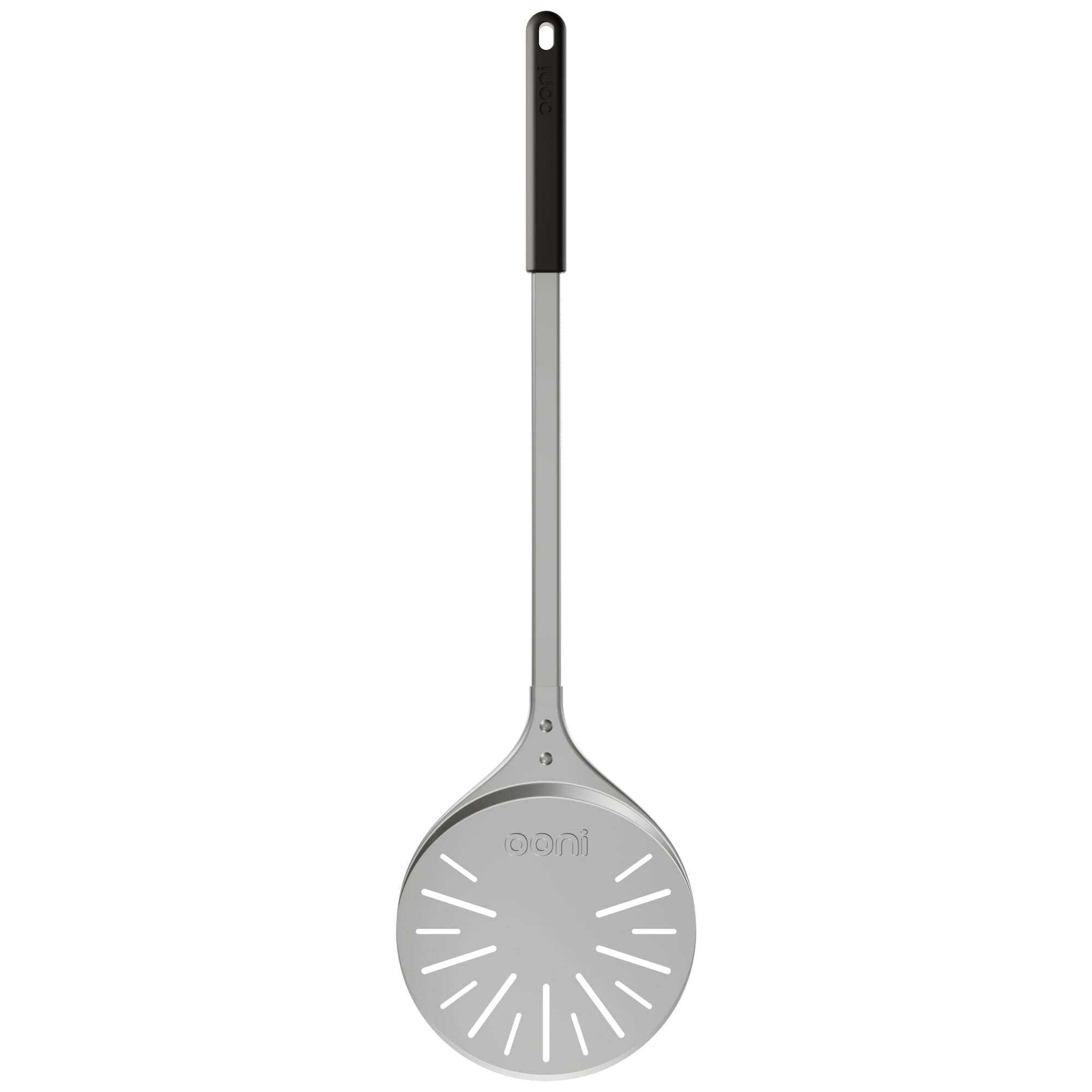 Ooni Pala giratoria para pizza, de aluminio perforado, de 9 pulgadas, ligera, de metal, con mango largo, herramientas para pizza, accesorios para horno de pizza