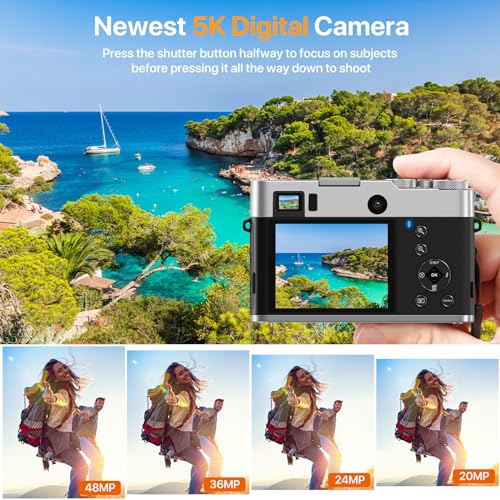 5K Digital Camera with Front and Rear Cameras for Photography Video Camera with Viewfinder Autofocus UHD 5K Vlogging Camera for YouTube 6-Axis Anti-Shake Selfie Camera Recorder with 32GB SD Card - Image 5