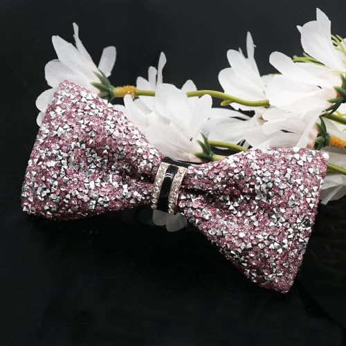 Image of Mens Rhinestone Bow Tie Pre-Tied Bow Ties for Men Adjustable Sparkle Sequin Bowtie Party Wedding