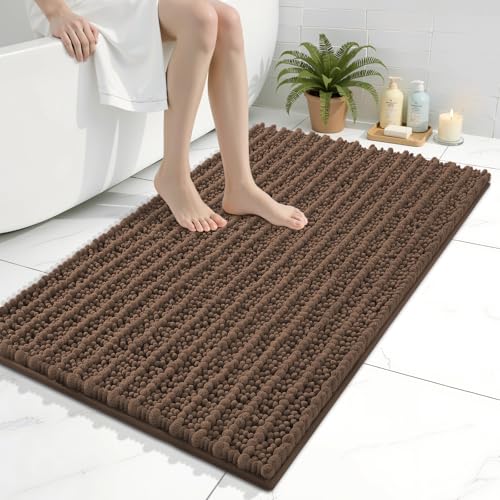 Image of Arotive Luxury Bathroom Rugs 36x24, Extra Soft Thick Absorbent Shaggy Chenille Bath Rugs, Machine Wash Dry, Bath Mats for Bathroom Floor, Tub and Shower, Home Decor Accessories, Mocha