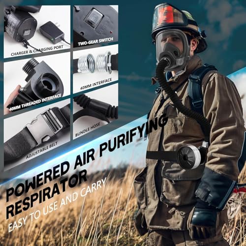 Máscara respiradora de cara completa con filtro de carbón activado, máscara purificadora de aire portátil para lijar, edificio, pintura en aerosol, uso industrial