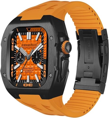 Boîtier en titane pour Apple Watch Ultra avec bracelet premium en caoutchouc fluor