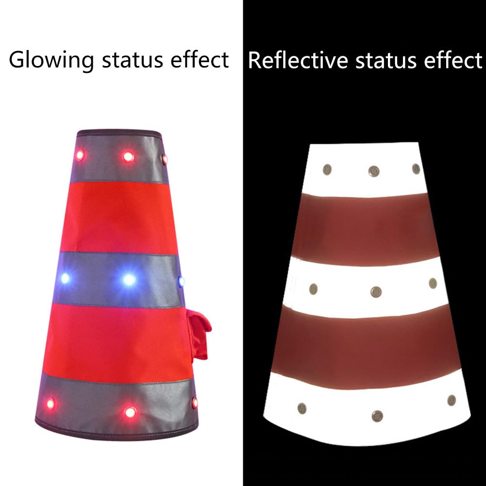 Cubierta de cono de carretera luminosa LED Solar-mangas reflectantes de alta visibilidad for conos de tráfico, tela Oxford impermeable-1 ud.(Small)