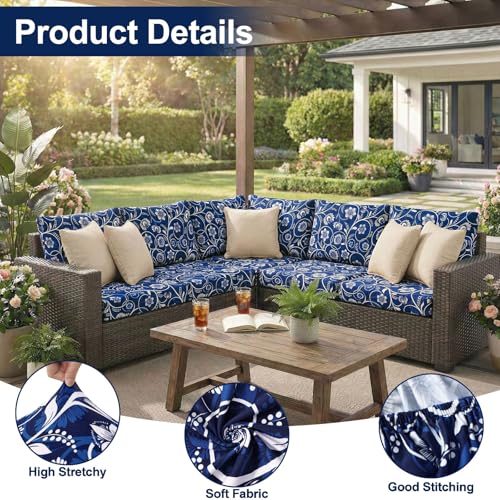 Smiry 4 Pcs Waterproof Patio Cushion Covers, Stretch Outdoor Furniture Covers — view 5
