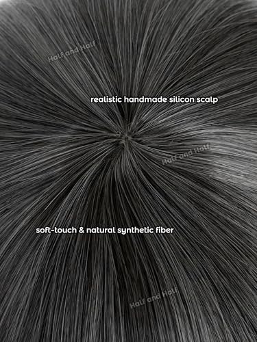 Image of Ranpo Cosplay Wig Black Juuzou Wigs Short Black Anime Male Wig with Bangs | Black Spiky Layered Synthetic Hair for Women Men Halloween Party