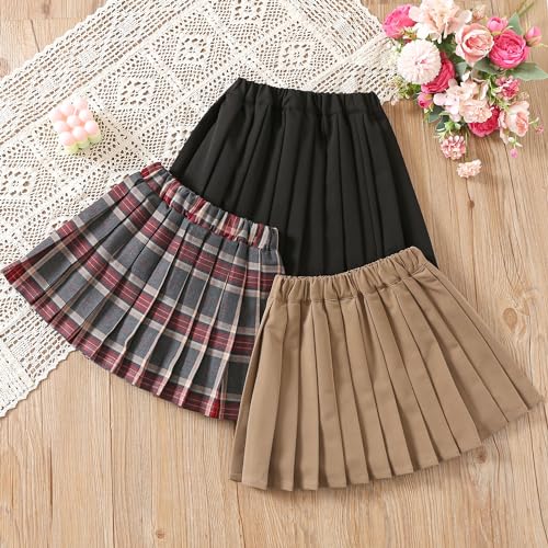 Elecmotive Girls Pleated Skirt With Lining School Uniform Skirt For Girls Elastic Waist 3 Years thumb #6