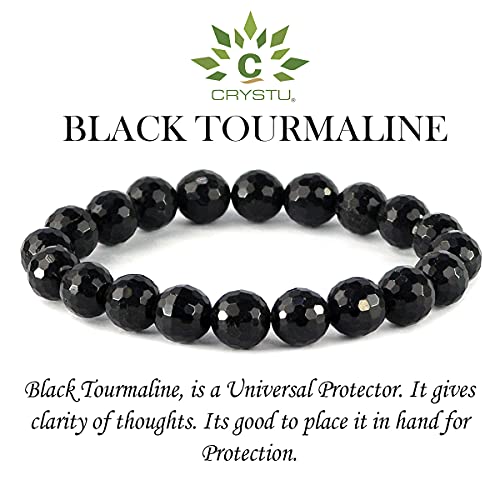 Image of Certified Natural Crystal Stone Diamond Cut /Faceted 10 mm Beads Bracelet for Men & Women | Reiki Charged Gemstone Jewellery | Multiple Stone Variants Available