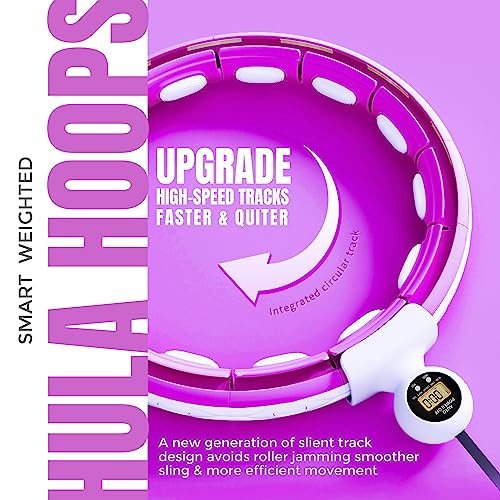 Smart Weighted Hula Ring Hoops, Hula Circle Detachable Fitness Ring with 360 Degree Auto-Spinning Ball Massage, Gymnastics, Adult Fitness for Weight Loss (Purple)