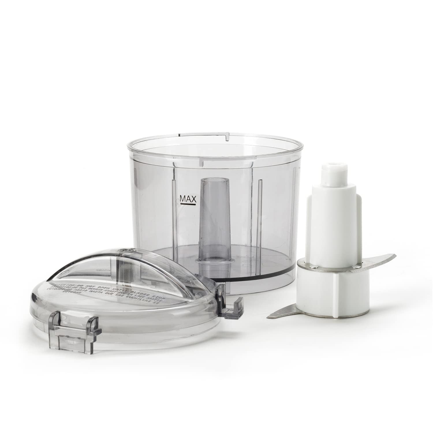BLACK+DECKER BXCH120E - Tritatutto, 120 W, ciotola in plastica da 350 ml, 1 velocità, coperchio con chiusura di sicurezza, lame in acciaio inossidabile, facile utilizzo e pulizia, bianco/grigio