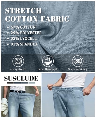 Image of Mens Bootcut Baggy Jeans Stretch Flared Wide Leg Old Money Jeans Lightweight Breathable Vintage Stylish Casual Denim Pants
