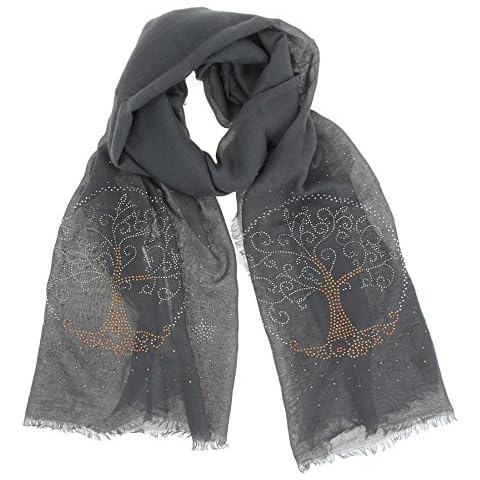 FASHIONGEN - Tree of Life women's scarf, Miranda - Grey - One size Cover