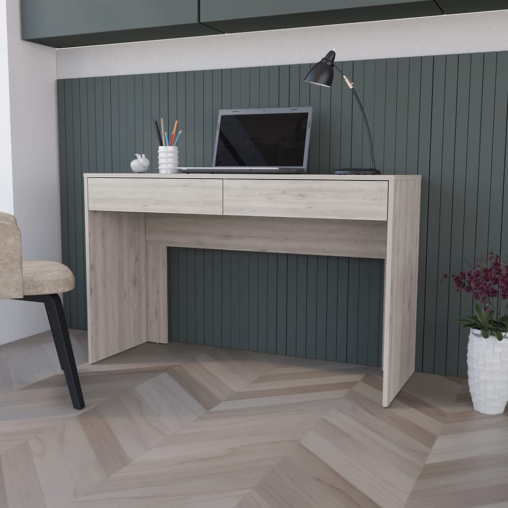 Computer Desk Aberdeen  Two Drawers  Light Gray Finish(D0102Hgemwg)