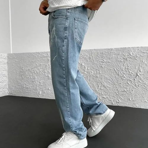 Jeans for Men Vintage Washed Straight Leg Jean Pants Teen Boys Fashion Hip Hop Streetwear Stretch Denim Pants Jeans4