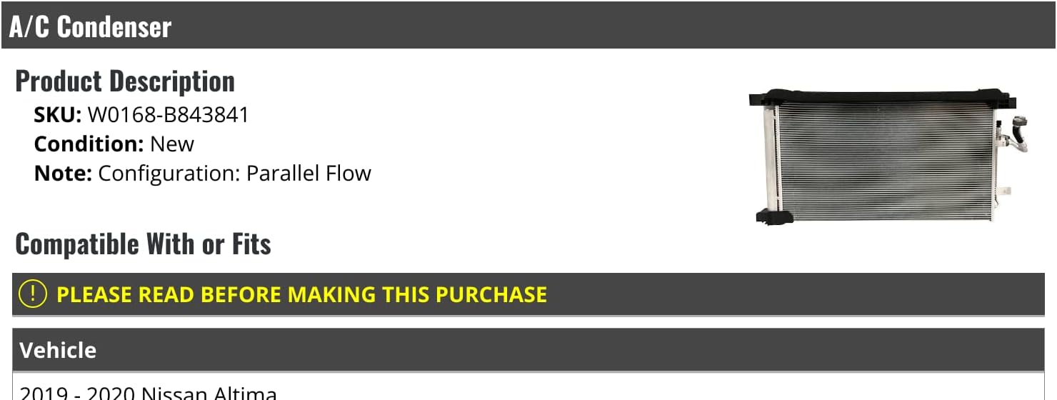 A/C Condenser - Compatible with 2019-2020 Nissan Altima