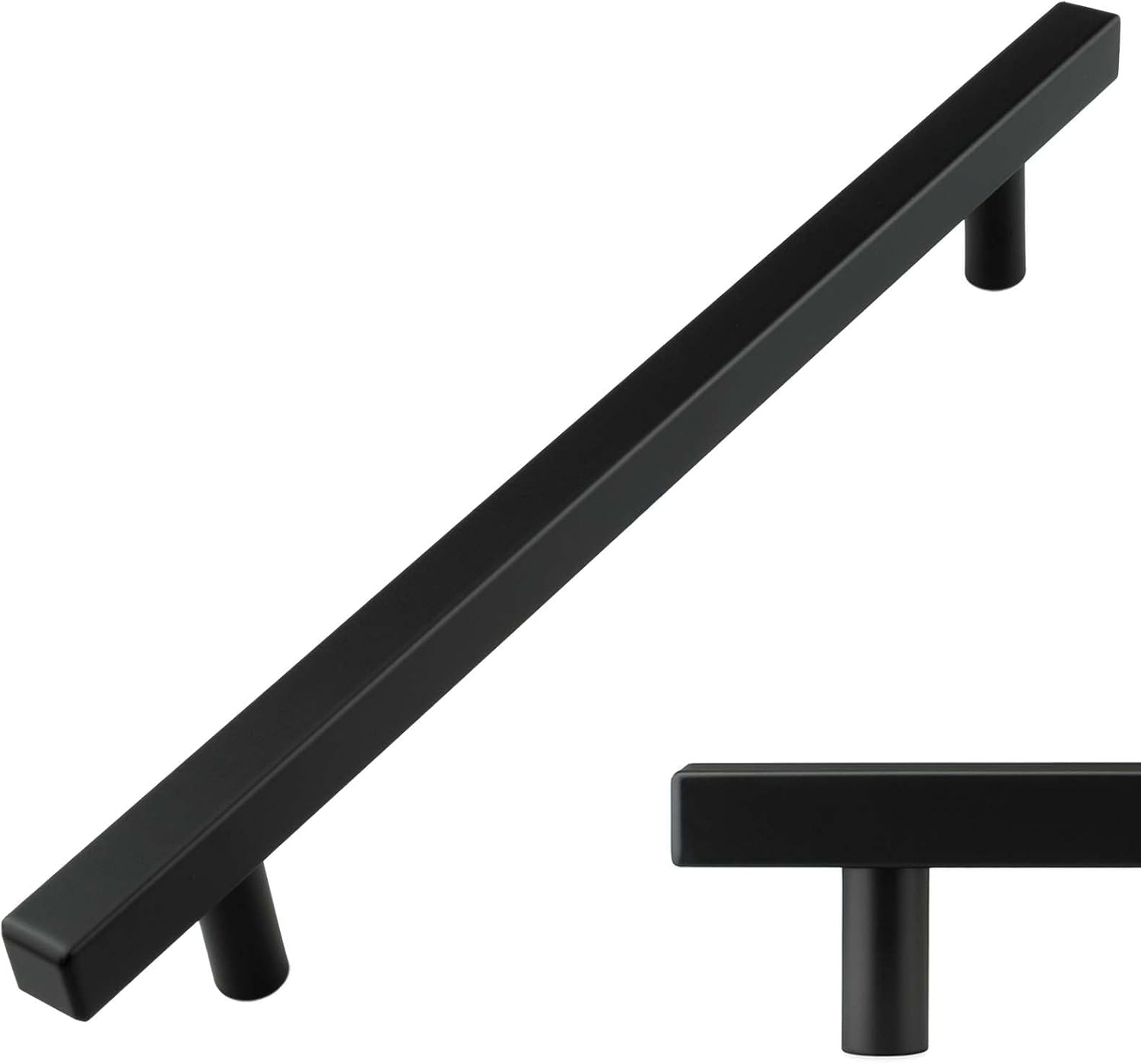 Modket Euro Bar Cabinet Handle Pull 304 Stainless Steel — 5" Overall Length, 3" (76mm) Hole Centers, Matte Black— 50-Packs