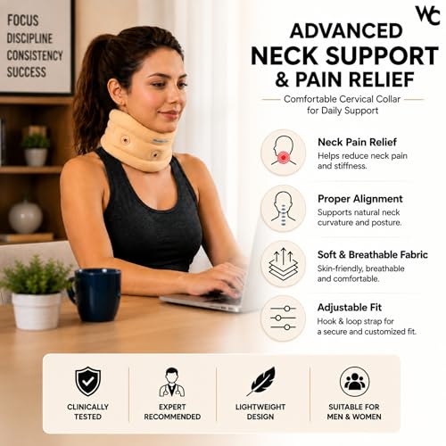 Image of Wonder Care Cervical Collar Adjustable Collar Support Brace, Neck Support Soft Neck Collar Neck Brace For Neck Pain And Support For Women & Men- XXLarge