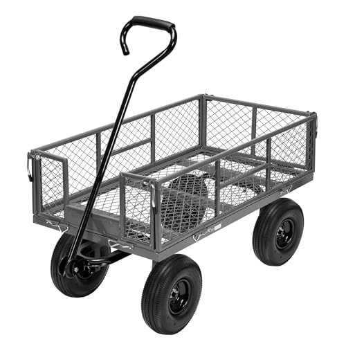 VIVOHOME Chariot de Jardin Robuste et Convertible Capacité de Charge 400kg Chariot de Transport...