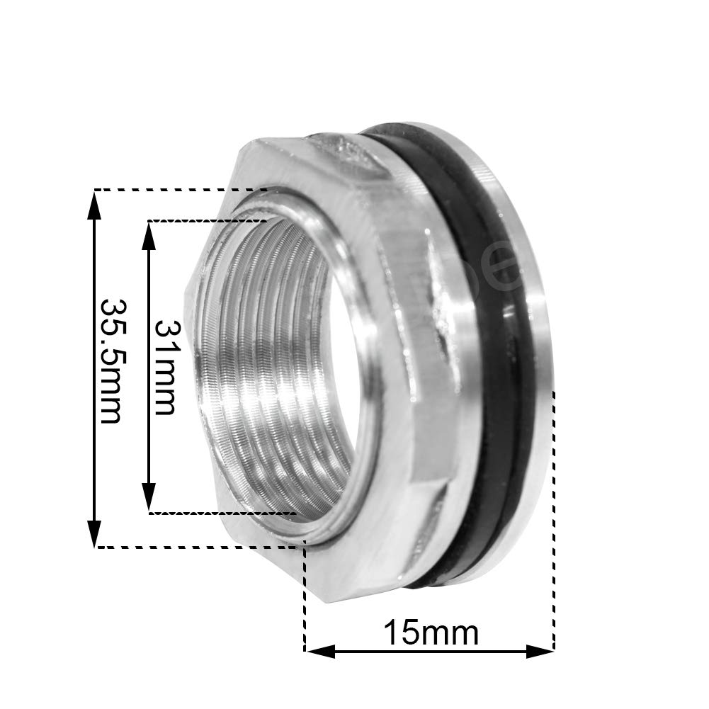 Raccordo per serbatoio dell'acqua in acciaio INOX, 2,5 cm, confezione da 5