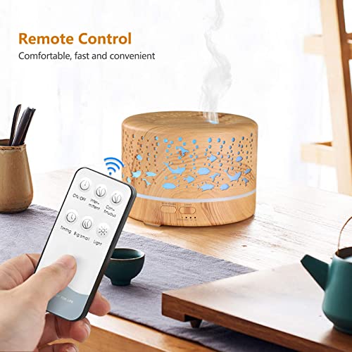 Hianjoo Aroma Diffuser 700 ml luchtbevochtiger met timer, ultrasone aromatherapie diffuser led met 7 kleuren voor kantoor, yoga, spa, slaapkamer - helder hout - Afbeelding 4