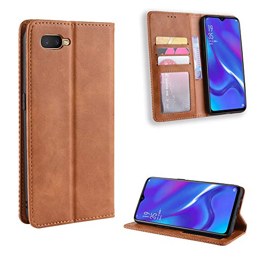 Jielangxin Cover per Oppo K1,Custodia in Pelle Custodia per Oppo K1 CPH1893 PBCM30 Custodia Case Cover Brown