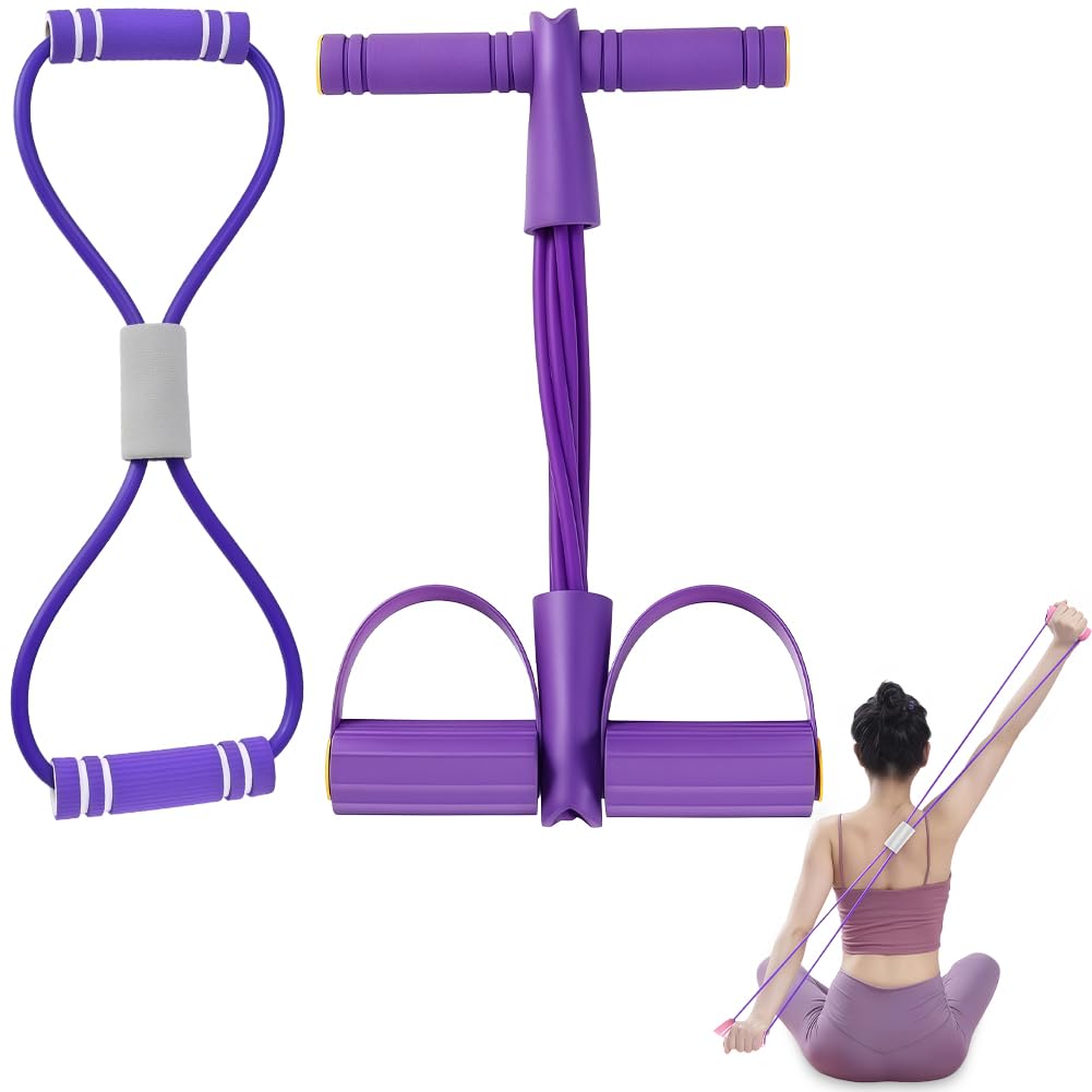 Pedal Resistance Bands with Handle, Exercise Bands for Women Men 6 Tube Elastic Resistance Band Leg Trainer Pedal Puller Back Shoulder Stretch Multifunction Exercise Band for Yoga, Sit Ups,Training