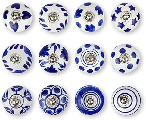 Set di 12 pomelli fatti a mano in ceramica dal design assortito, dipinti a mano, ideali per qualsiasi casa, cucina o ufficio