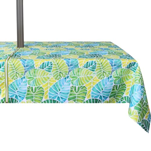 Image of EHouseHome Outdoor and Indoor 60x84 inch Tablecloth with Umbrella Hole and Zipper, Waterproof Zippered Patio Table Cloths, Spring /Summer Table Covers for Backyard Circular Table /BBQs /Picnic
