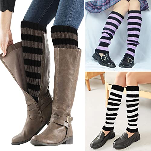 Image of 3 Pairs Winter Leg Warmers for Women, Crochet Knitted Long Boot Socks for Girls High Boot Cuffs Footless Socks Boot Topper Socks Leg Cuffs Boot Warmers Christmas Winter Gift for Ladies