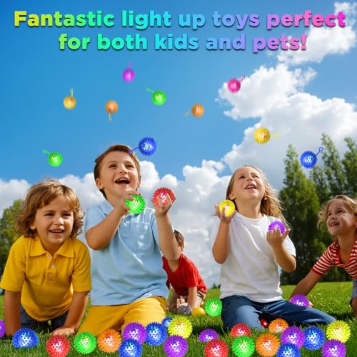 Image of SHQDD 24PCS Light Up Ball, Stress Balls, Bouncy Balls for Kids, 6 Colors Flashing Squeaky Ball, 2.2inch Light Up Toys, Balls for Toddlers 1-3, Glow in The Dark Party Favors for Teens, Adults, Children