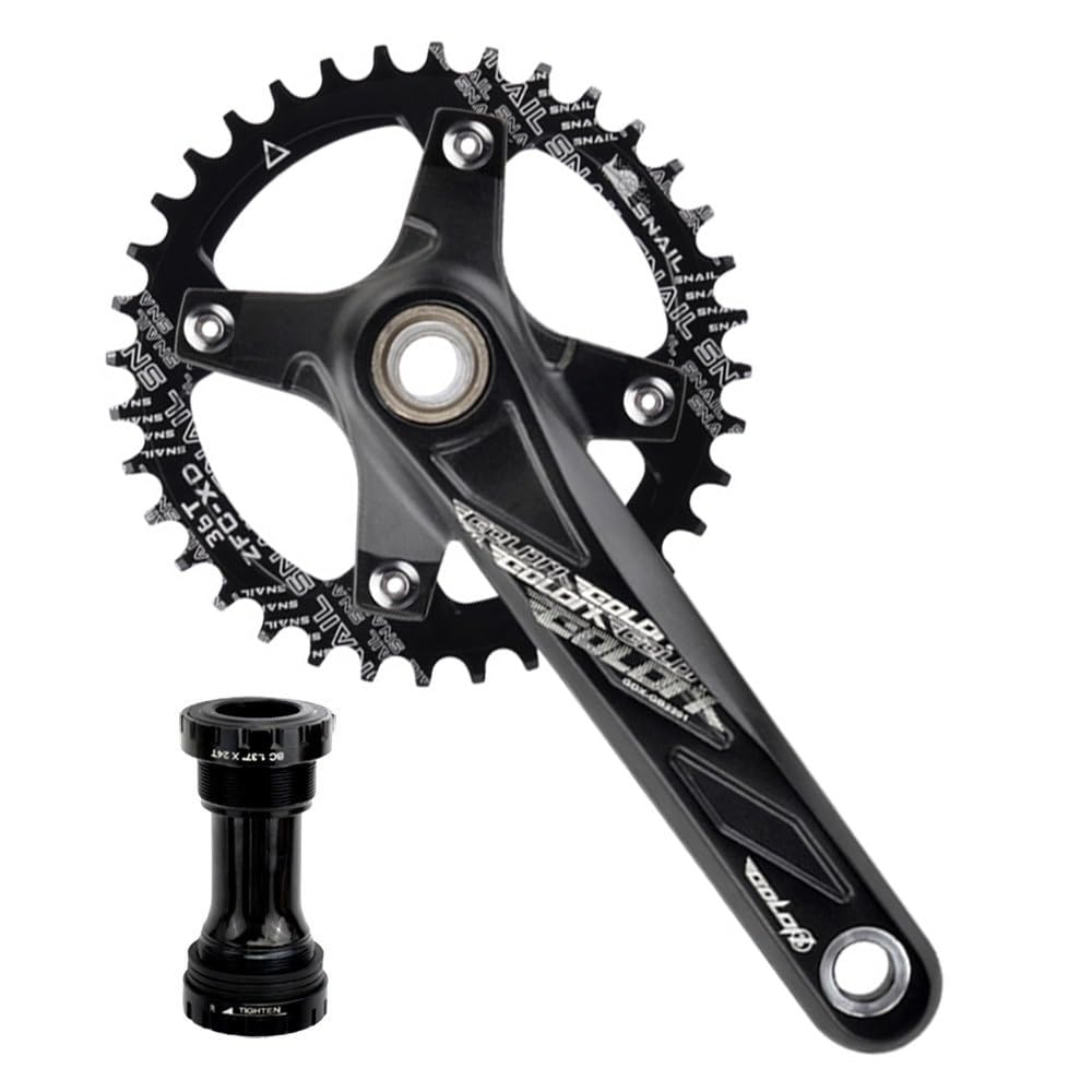 ZXGSXIOU Crankset MTB Mountain Bike Single Speed Cranksets Bicycle Crank Arm Set 170mm 175mm 104BCD 32T 34T 36T 38T 40T 42T with Chainring and Bolts