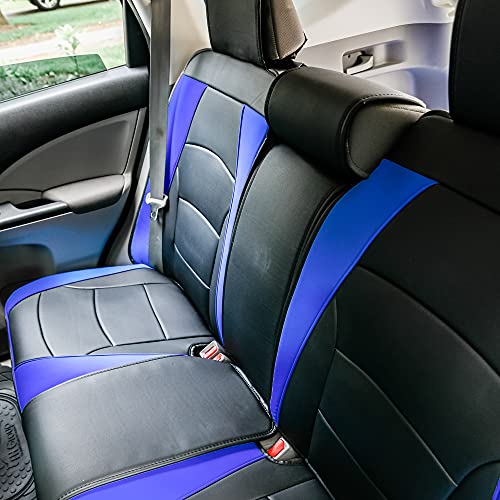 Image of FH Group Car Seat Cover for Back Seat Blue Black Faux Leather - Universal Fit, Rear Seat Covers for Cars with Rear Split Bench, Car Seat Cushions, Car Interior Accessories for SUV, Sedan, Van
