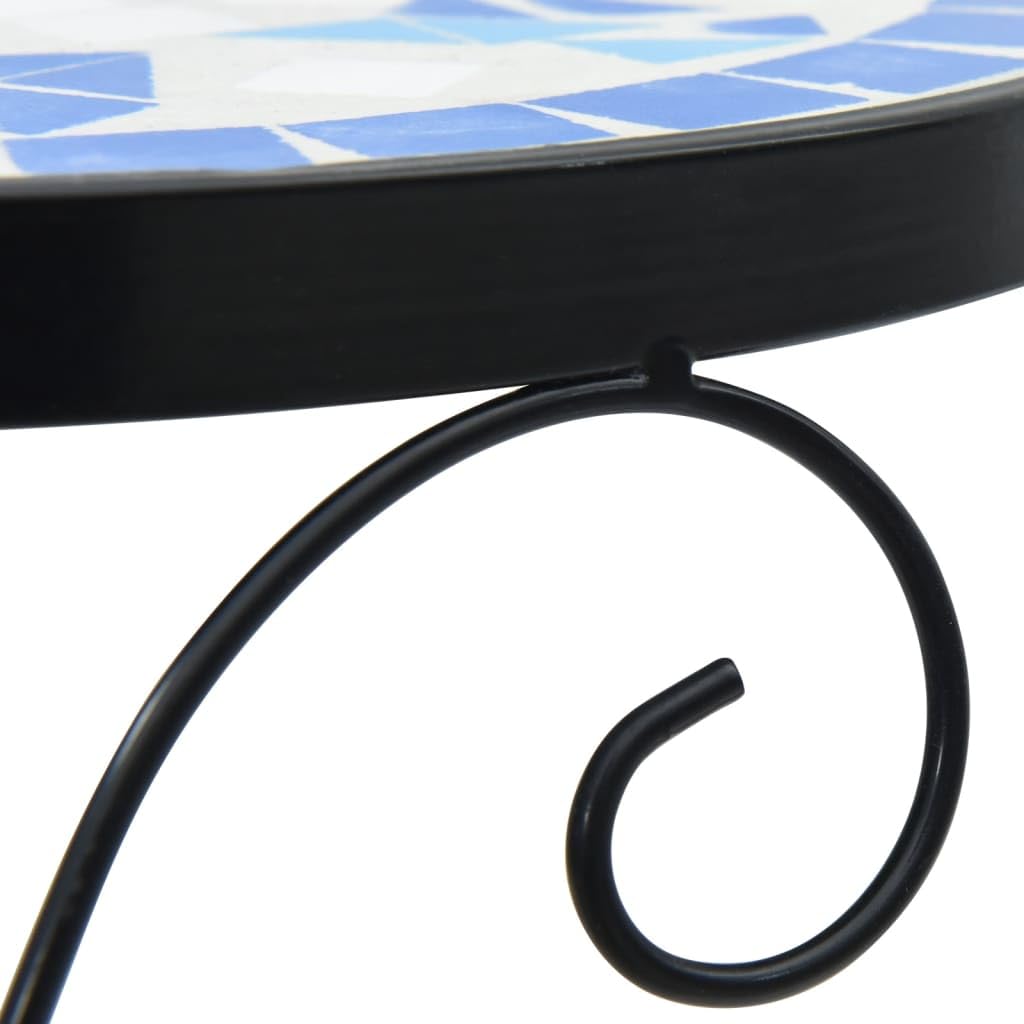 vidaXL Supporti per Piante 3 pz Blu e Bianco in Ceramica, Porta Piante, Porta Piante da Esterno, Tavolo Porta Fiori, tavolino a Mosaico