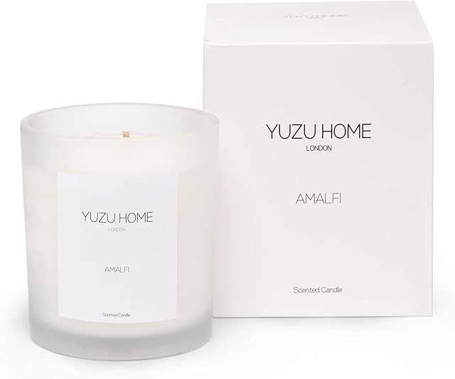 Amalfi by Yuzu Home Candle, Bergamot, Lemon & Orange Scented Candle, Luxury Candle Ideal for Gifting, Vegan & Cruelty Free, Soy Wax, Wellness Candle with 60H Burning Time, 220g Large Candle