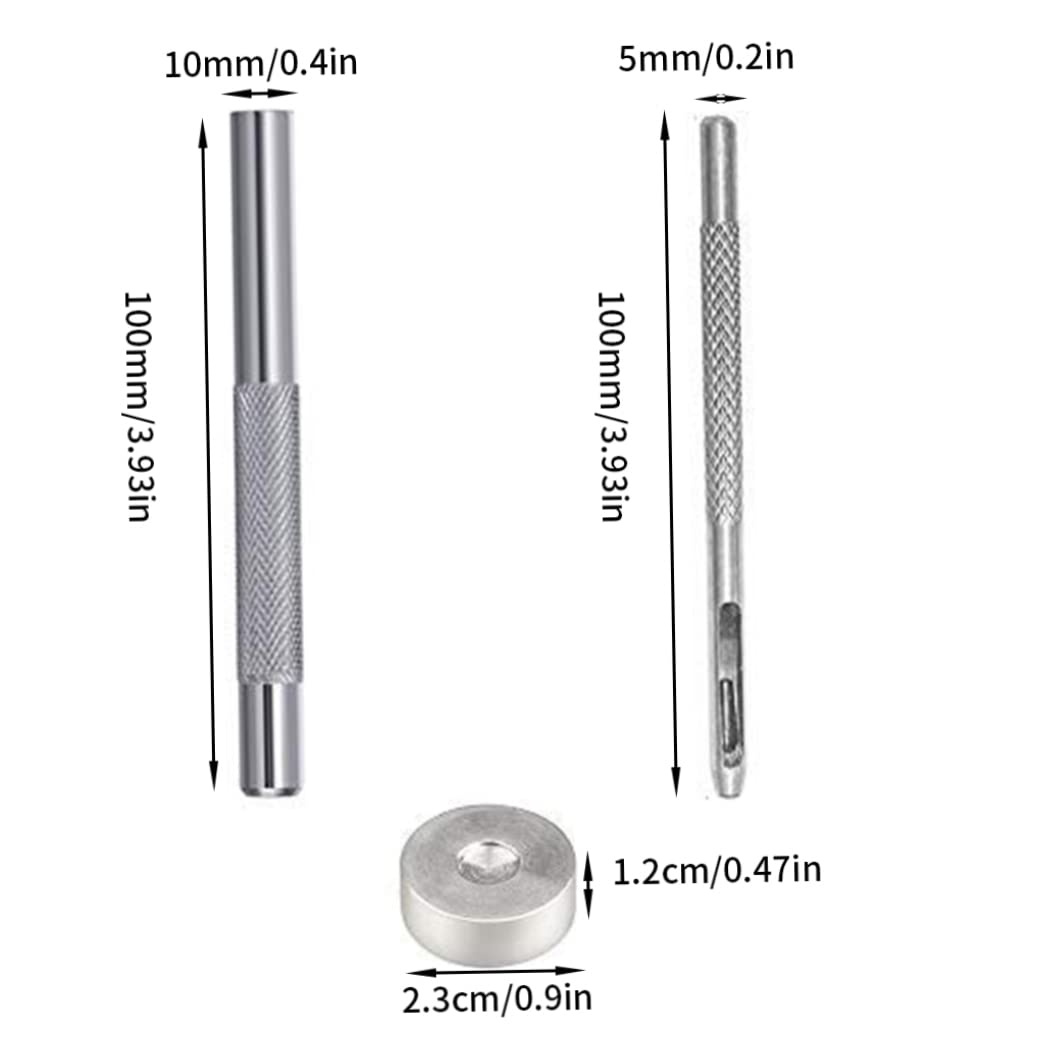 MILEVO Juego de botones y remaches de cuero, 300 unidades/juego de pernos de metal tubulares de doble tapa con alicates perforadores, remaches de cuero de 12 mm/8 mm/6 mm para ropa de bricolaje