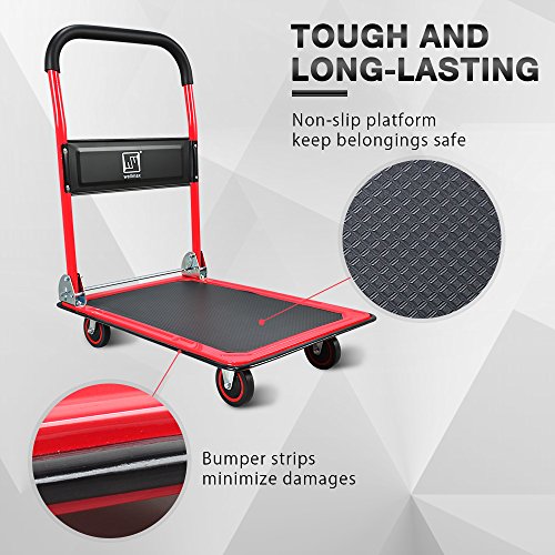 Push Cart Dolly by Wellmax, Moving Platform Hand Truck, Foldable for