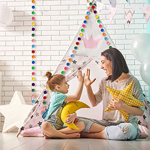 Wool Felt Ball Garland Colourful Felt Ball Pom Pom Garlands 9.84 Feet Long 70 Balls Felt Ball Garlands Hanging Garland Banner For Wall Party Home Decoration (Assorted Colors) #TOP3